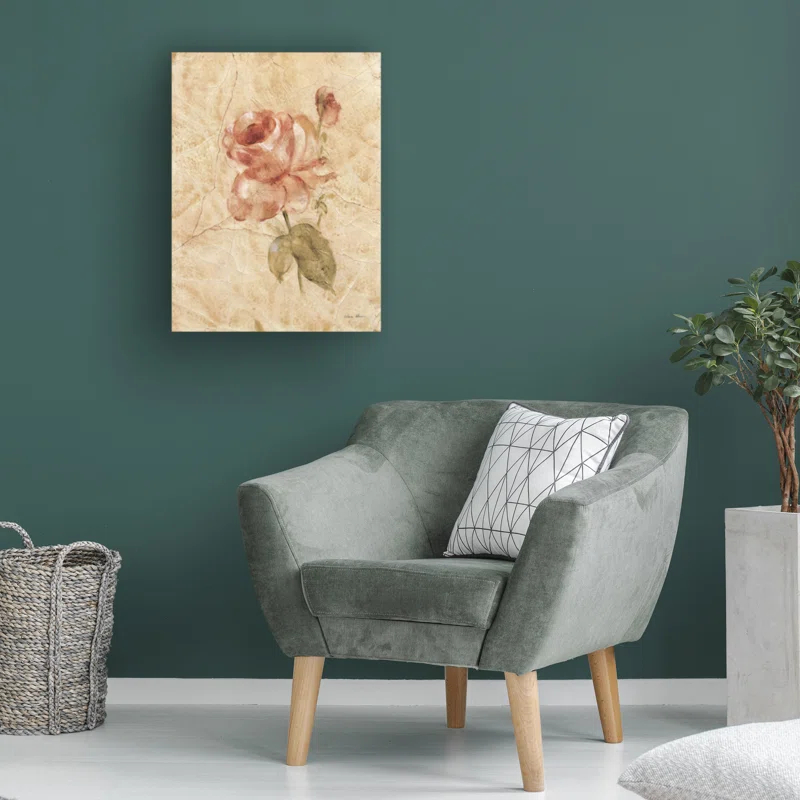 Trademark Fine Art Cheri Blum Rose On Cracked Linen Canvas Art