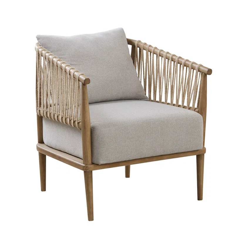 Longshore Tides Comfortable Lounge Chair Solid Wood Coastal Style Perfect For Indoor Spaces