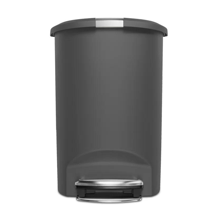 simplehuman Simplehuman 50 Liter / 13 Gallon Semi-Round Kitchen Step Trash Can with Secure Slide Lock, Plastic