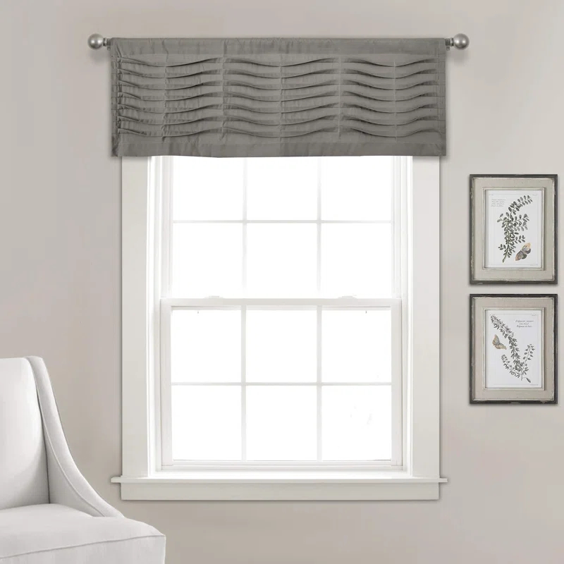 Lush Decor Tailored 52'' W Window Valance Blue,Cream,Dark Gray,Light Gray,White