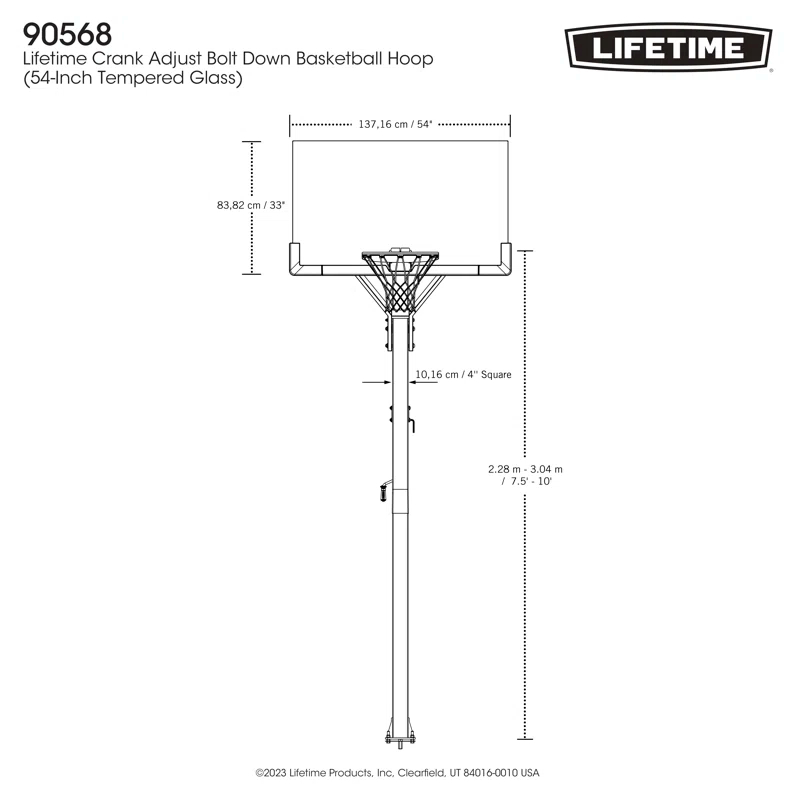 Lifetime Lifetime Height Adjustable Bolt Down Basketball Hoop (54" Tempered Glass Backboard)