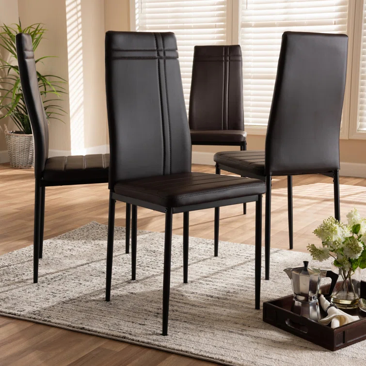 Wade Logan® Chavelle 22'' H Faux Leather Upholstered Parsons Chair (Set of 4)