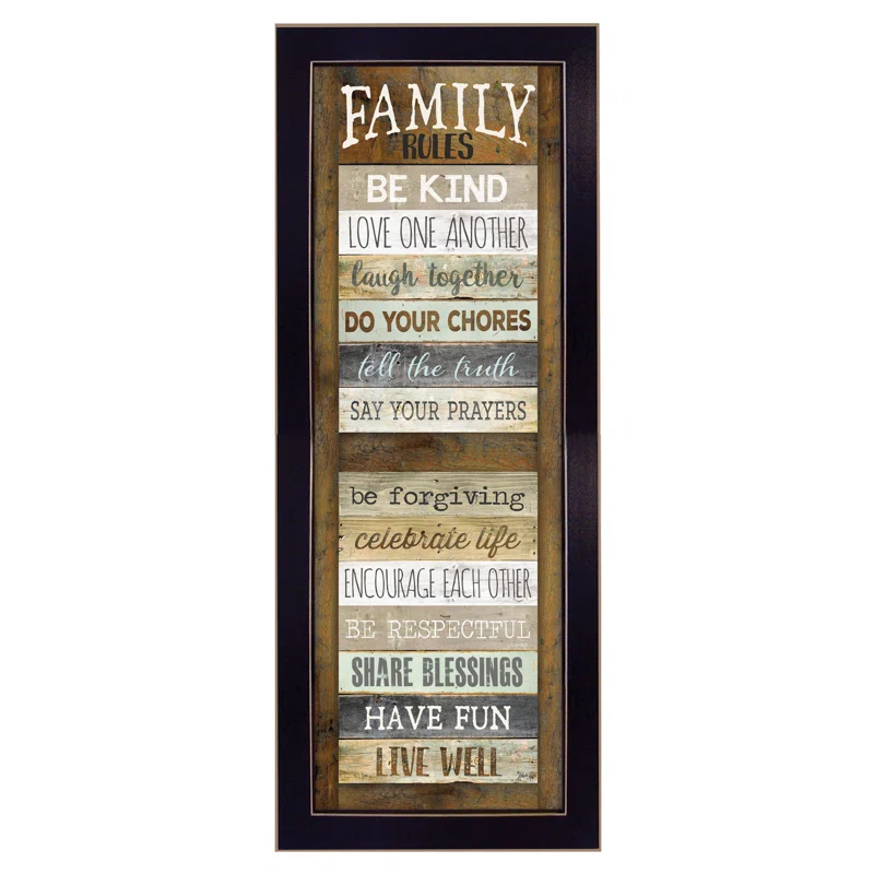 Winston Porter Family Rules Shutter Framed Wall Art for Living Room, Home Wall Decor Framed Print By Marla Rae & Reviews | Wayfair