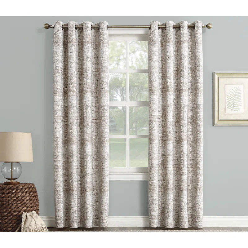 Sun Zero Distressed Global Blackout Lined Grommet Curtain Panel