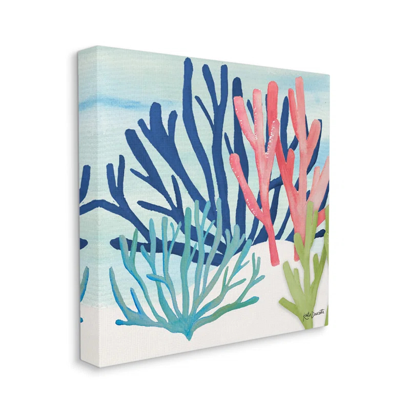 Stupell Industries " Underwater Sea Life Blue Pink Ocean Coral Reef " by Katie Doucette