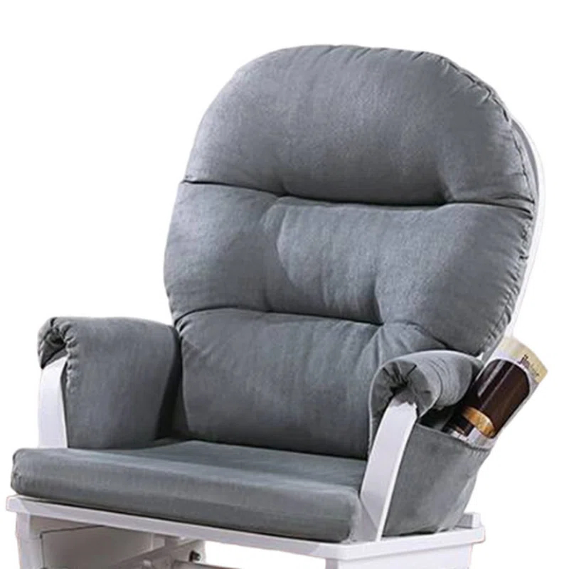 Benjara Noni Glider Manual Recliner Chair With Ottoman, Wood,