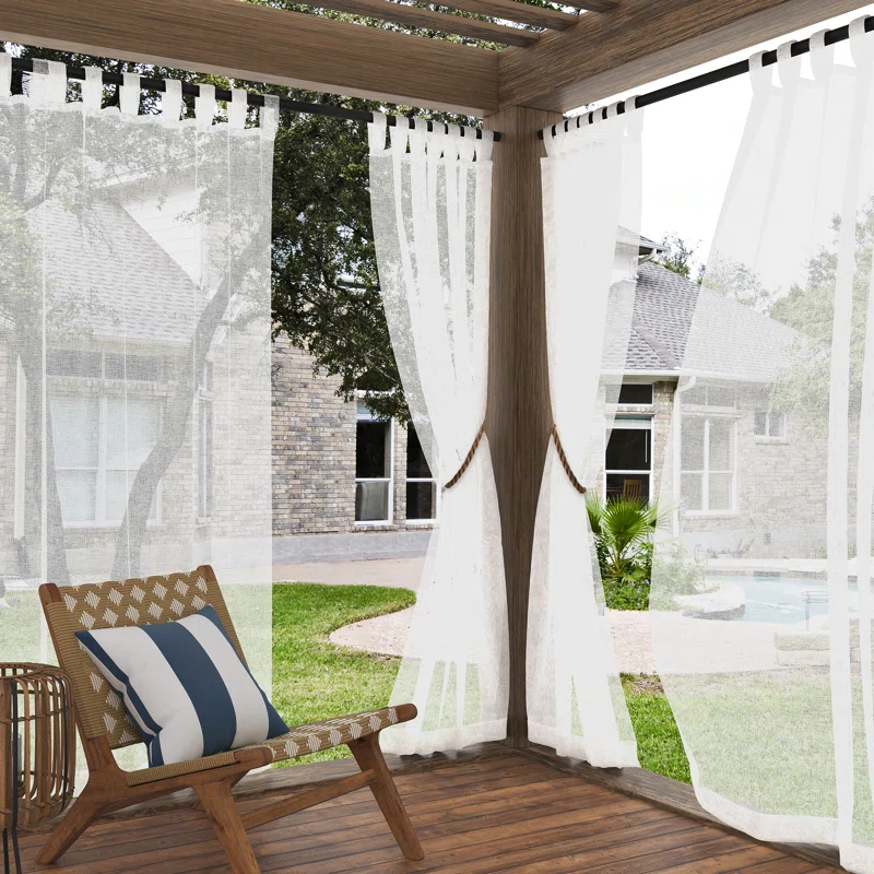No. 918 Millennial Amina Open Weave Indoor/Outdoor Sheer Tab Top Curtain Panel