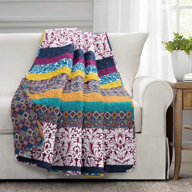 Lush Decor Boho Stripe Reversible Coverlet Set