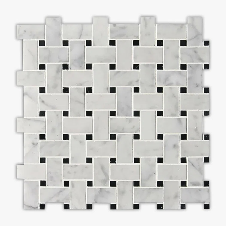 1" x 2" Marble Basketweave Mosaic Wall & Floor Tile