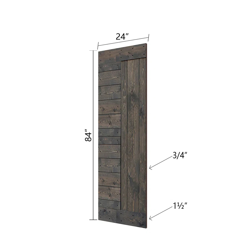 Mr. Wood L Series Paneled Wood Painted Barn Door without Installation Hardware Kit