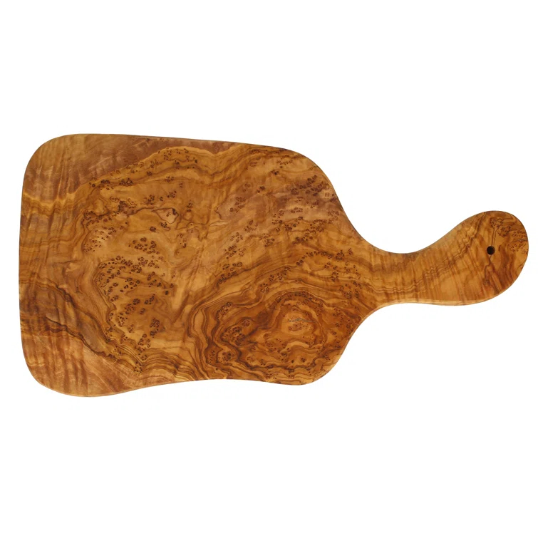 Handcrafted Olive Wood Rectangular Cutting Board Set with Stainless Steel Knives