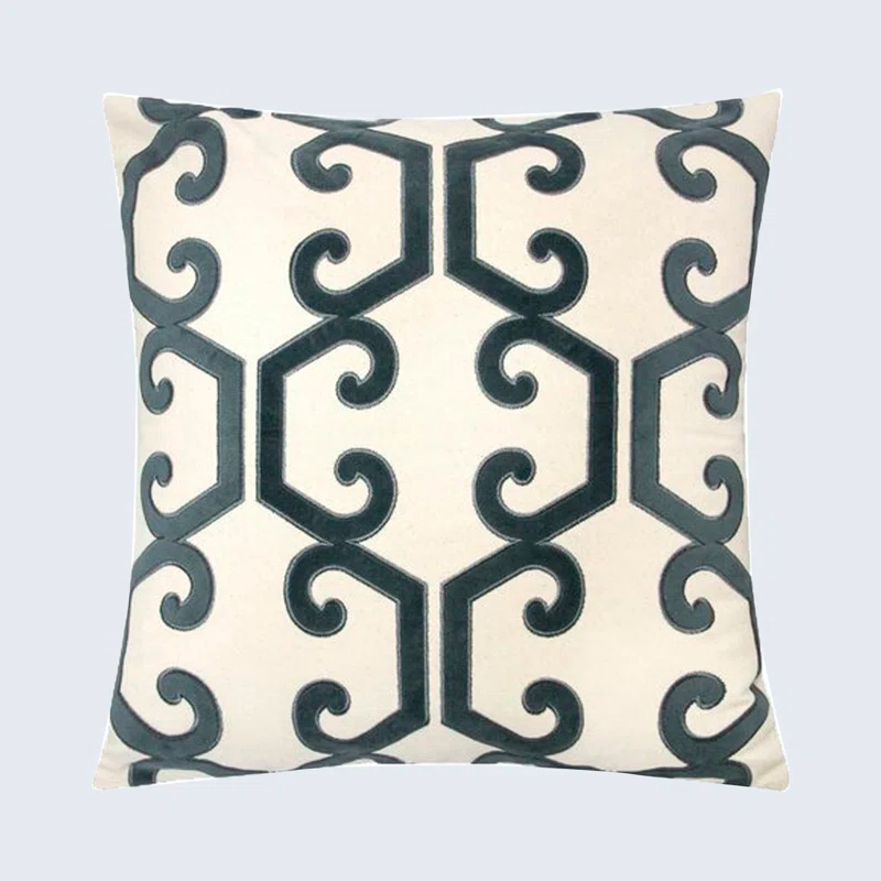 Homey Cozy Appliqued Cotton Indoor/Outdoor Throw Pillow