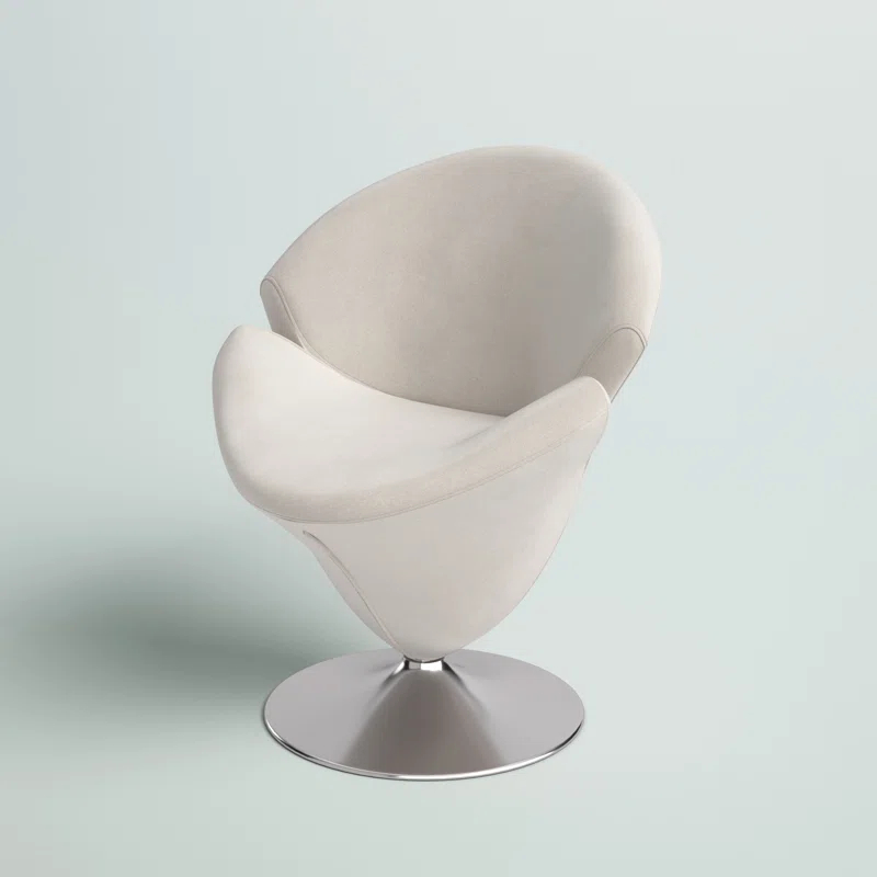 Manhattan Comfort Tulip Velvet Upholstered Swivel Barrel Chair in White