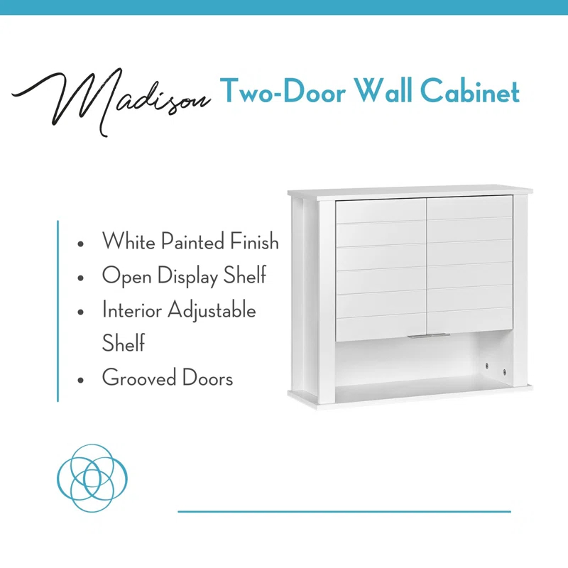 RiverRidge Home RiverRidge Madison Two-Door Bathroom and Laundry Wall Mount Storage Medicine Cabinet with Fixed and Adjustable Shelf