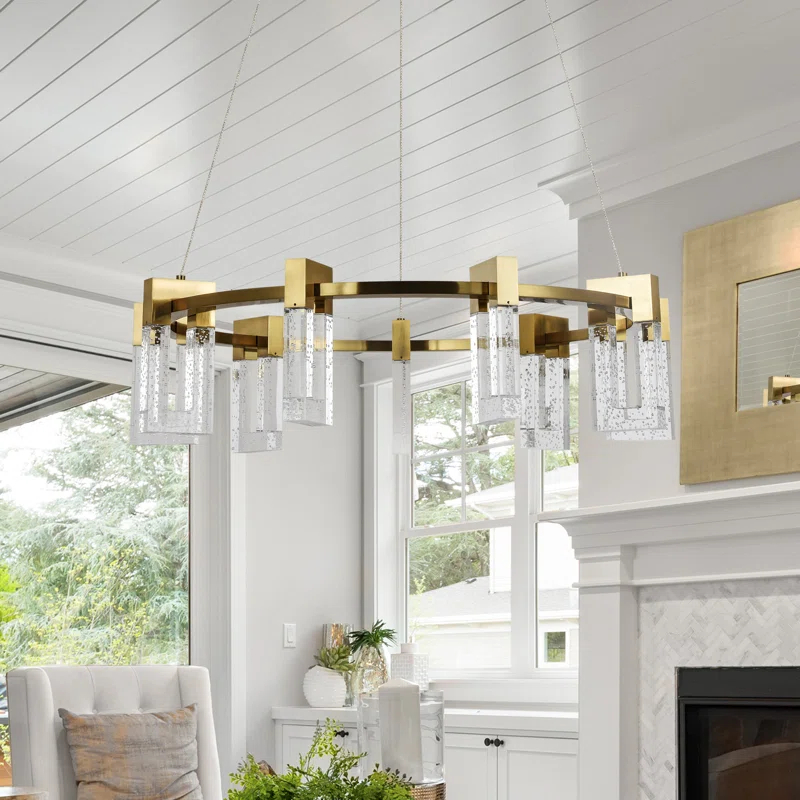 Sorrento 27-in Ring 9-Light Height Adjustable ETL Certified Integrated LED Circular Chandelier