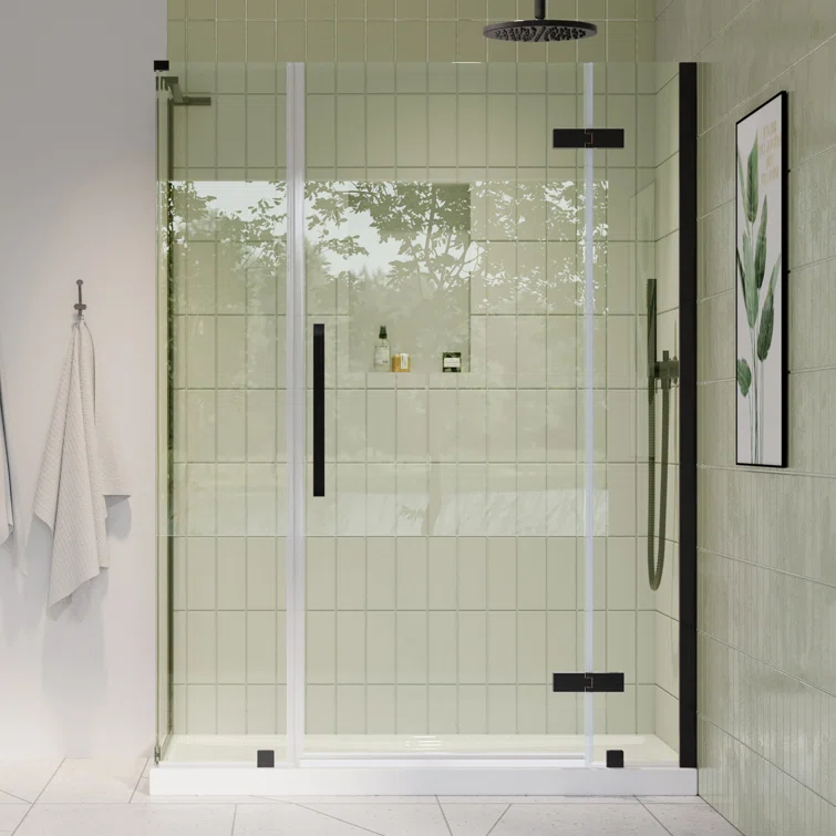 Ove Decors Endless Tampa 54" W x 72" H Corner Frameless Shower Kit, Door, Panel, Base TA1433330