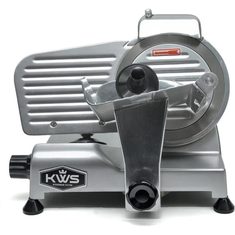 KWS KitchenWare Station KWS 200W Electric Meat Slicer 7.67 Stainless Steel Blade, Frozen Meat/ Deli Meat Slicer Low Noises