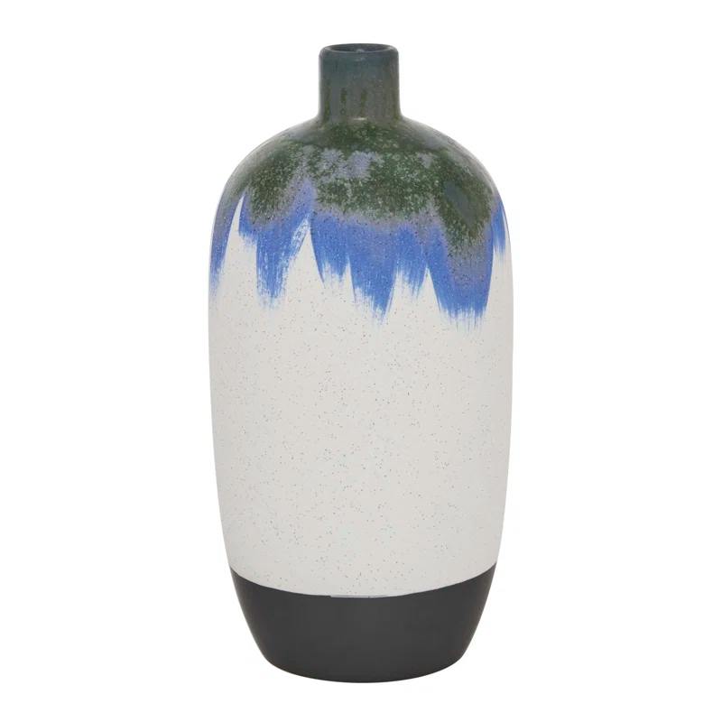 Novogratz White Ceramic Contemporary Vase, 13 X 6 X 6 | Wayfair