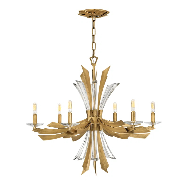 Fredrick Ramond Vida 29.25" Six-Light Single Tier Candle Chandelier w/ Crystal Accents