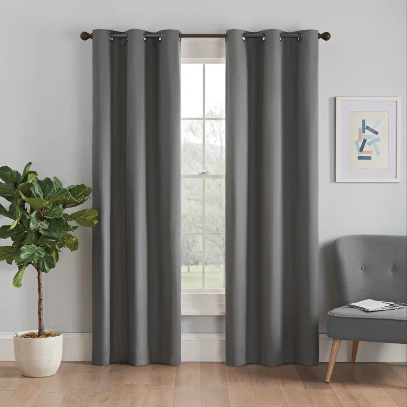Eclipse Microfiber Blackout Grommet Curtains, Solid Thermaback Window Curtains