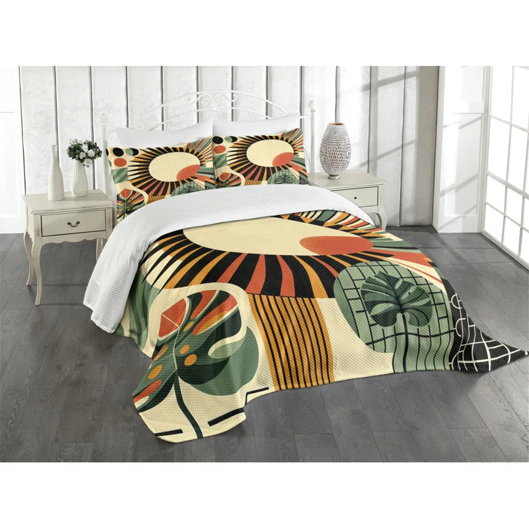 Ambesonne Not Solid Color Coverlet Set