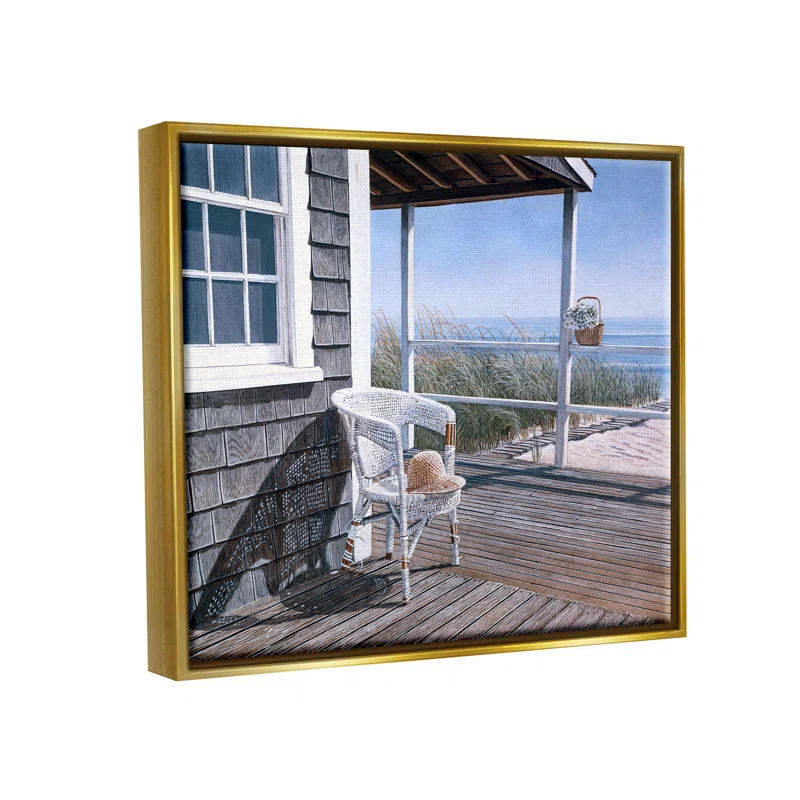 Stupell Industries " Coastal Cottage Porch Chair Seaside Boardwalk Scenery " by Tom Mielko