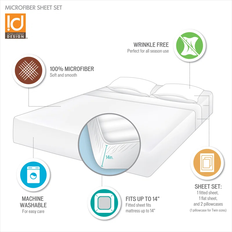Intelligent Design Intelligent Design Microfiber All Season Soft Touch Sheet Set