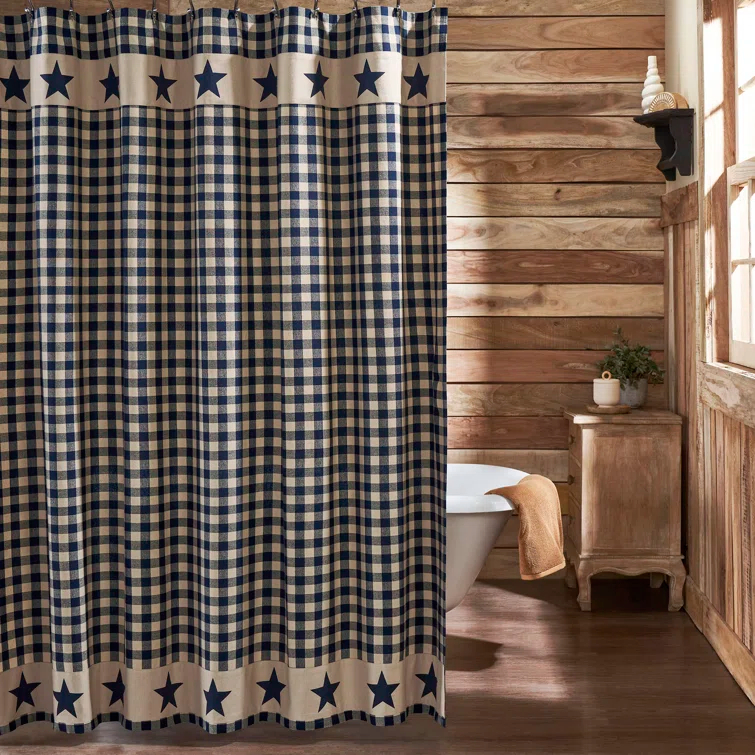 VHC Brands Higher Glory My Country Plaid Shower Curtain