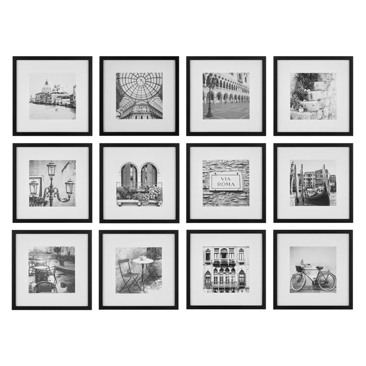 Gallery Perfect Gallery Perfect 12" x 12" Photo Gallery Wall Matted Picture Frame Set (Set of 12)