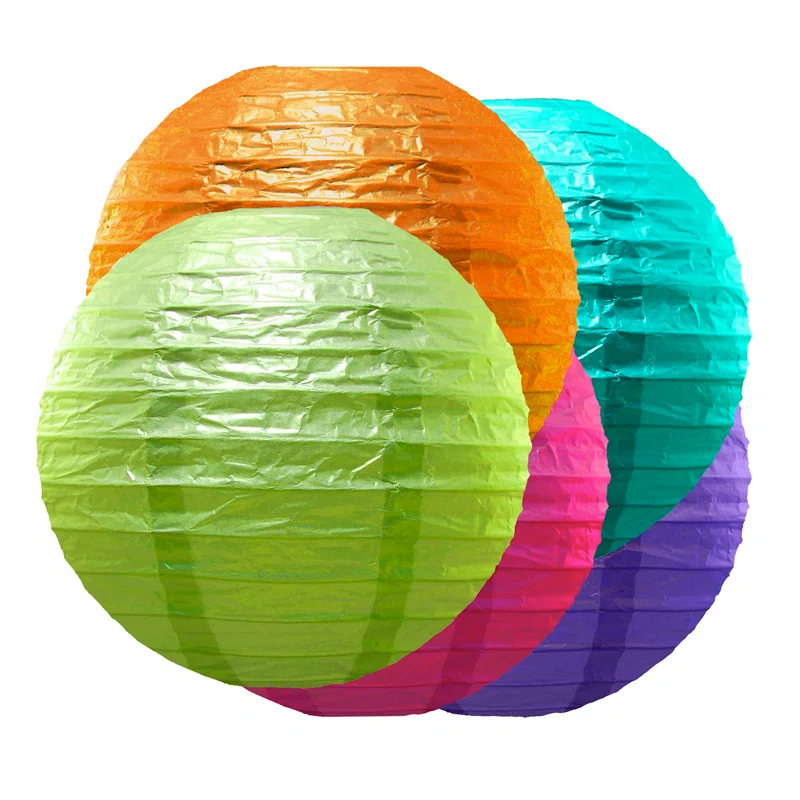 LumaBase Round Paper Lanterns - 5 Count (Set of 5)