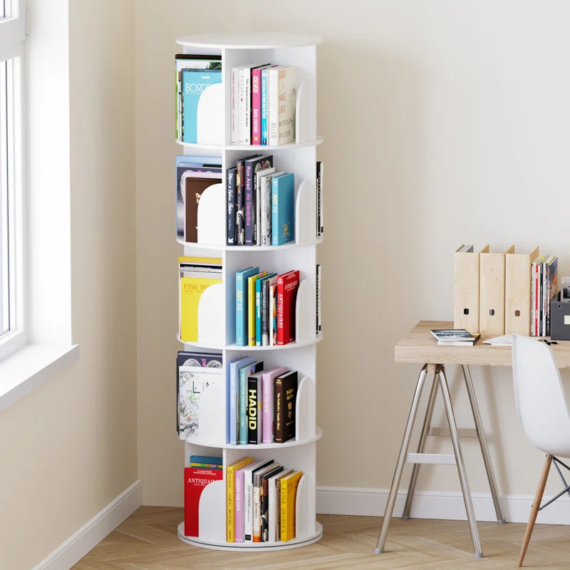 SpaceAid Rotating Bookshelf Tower, 360° Spinning Bookcase Lazy Susan, Revolving Round Carousel For Book Storage, Vertical Turning Spiral Corner Organizer