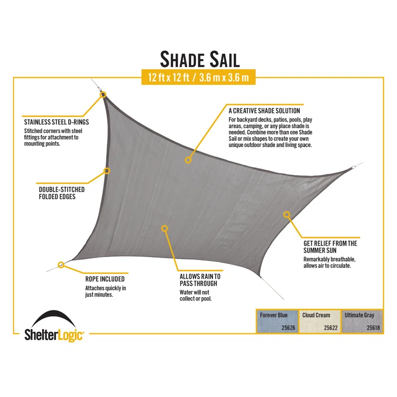 ShelterLogic 12' x 12' Square Shade Sail