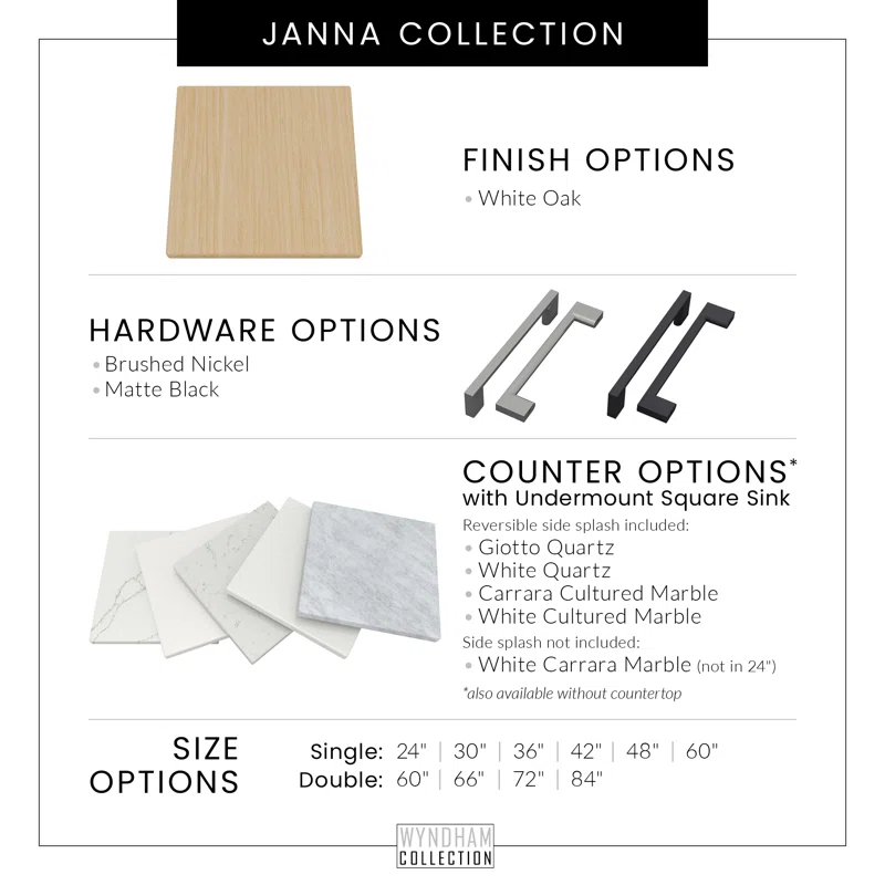 Wyndham Collection Janna 23.5" Freestanding Single Bathroom Vanity Base Only