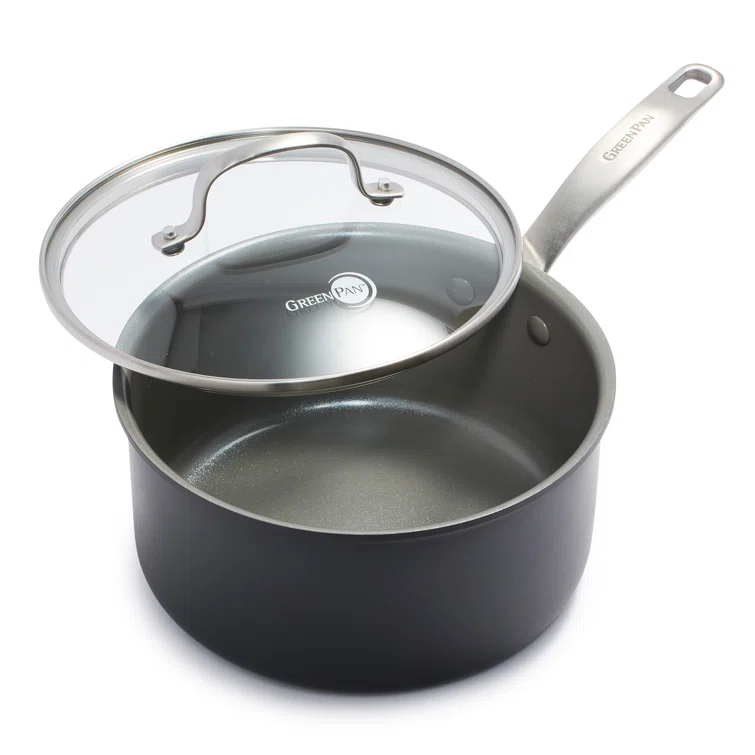 GreenPan GreenPan Chatham Healthy Ceramic Non-stick Covered Saucepan, 3 Quart, Gray