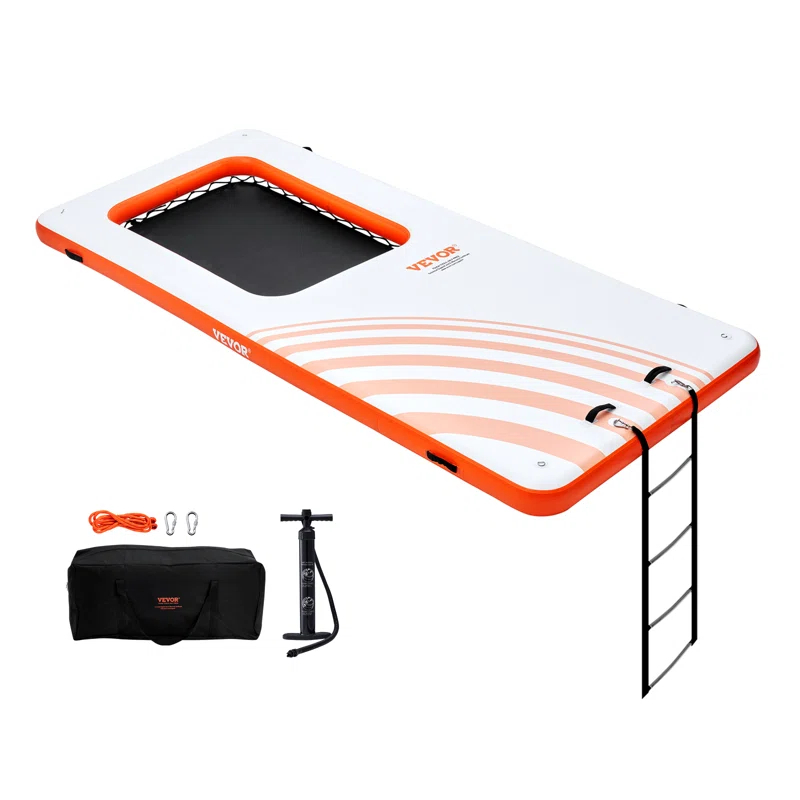 Stellweilan Tessberg 15x6.5FT Inflatable Dock Platform with 4*6FT Trampoline Mesh Pool, Floating Platform Water Mat