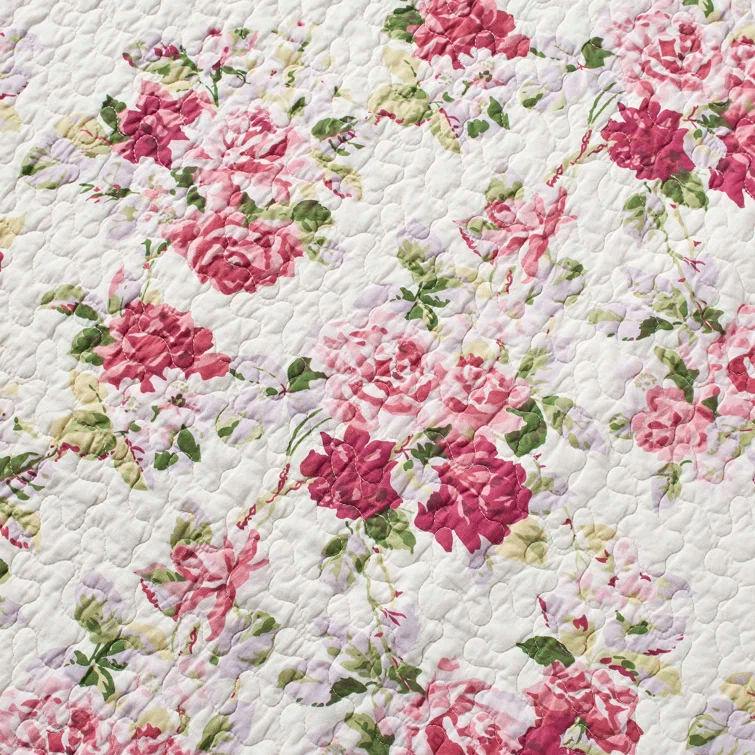Laura Ashley Laura Ashley Lidia Cotton Reversible Pink Quilt Set