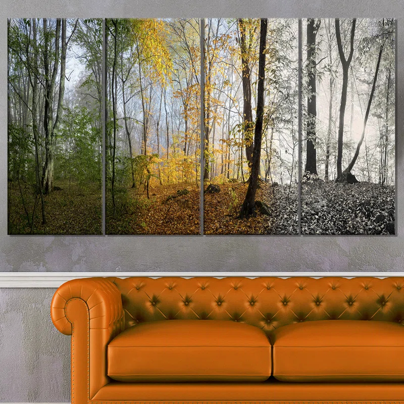 Design Art " Forest In Early Morning " 4 - Pieces