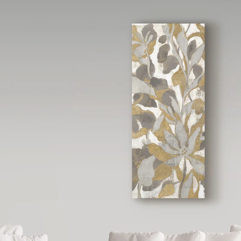 Trademark Fine Art " Painted Tropical Screen I Gray Gold Crop " by Silvia Vassileva