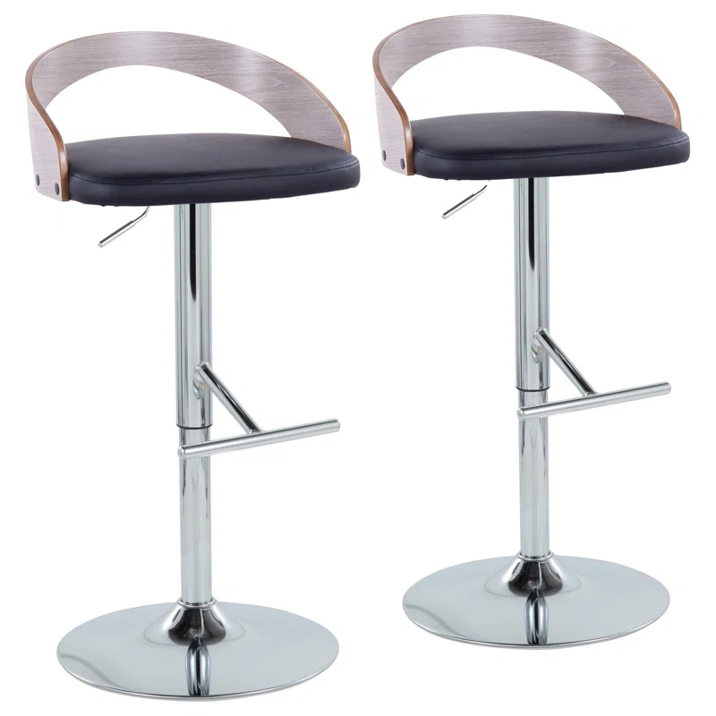 LumiSource Grotto Swivel Upholstered Adjustable Height Counter Stool with Metal Frame (Set of 2)