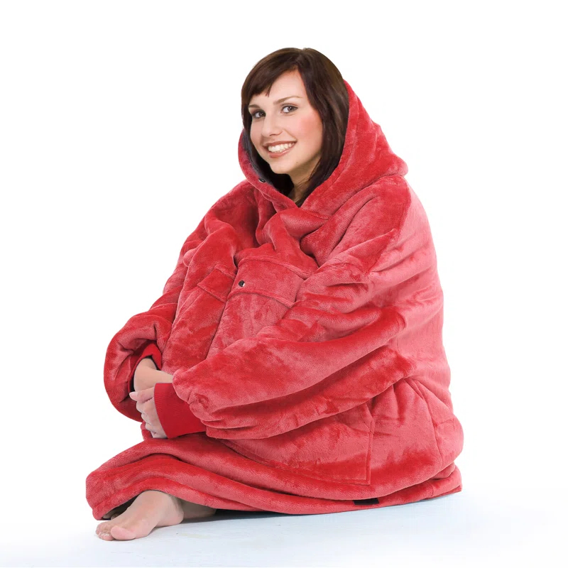 Catalonia Oversized Hoodie Blanket Sweatshirt, Warm Sherpa Giant Pullover with Front Pocket for Men Women