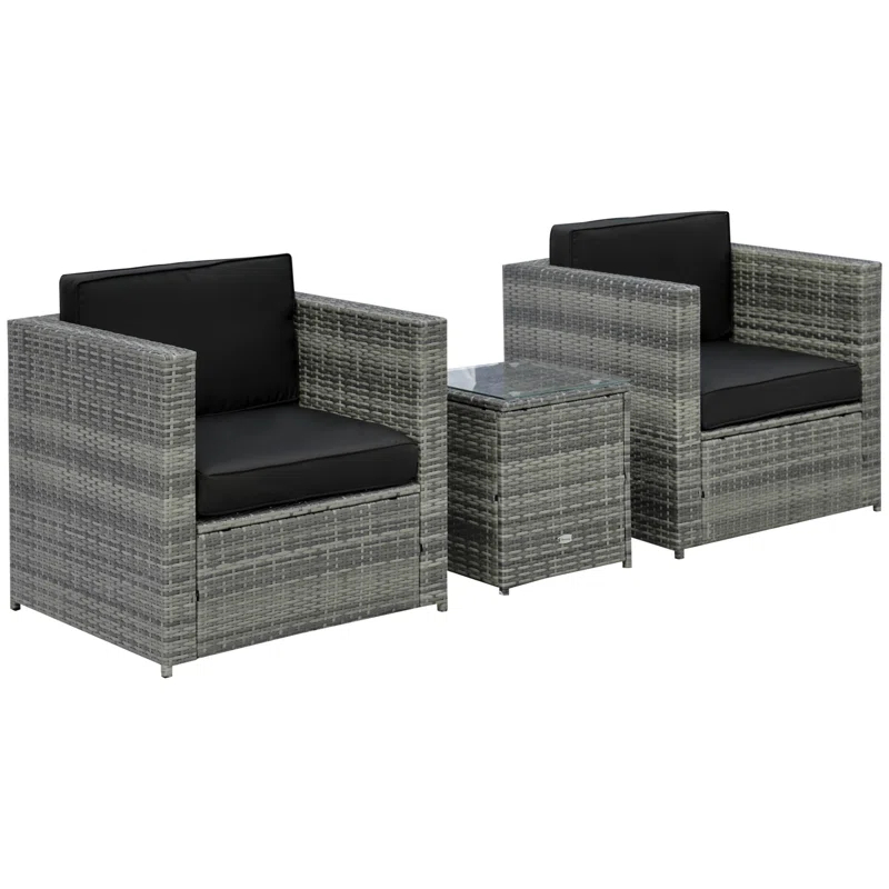 Outsunny 3 Piece Rattan Seating Group