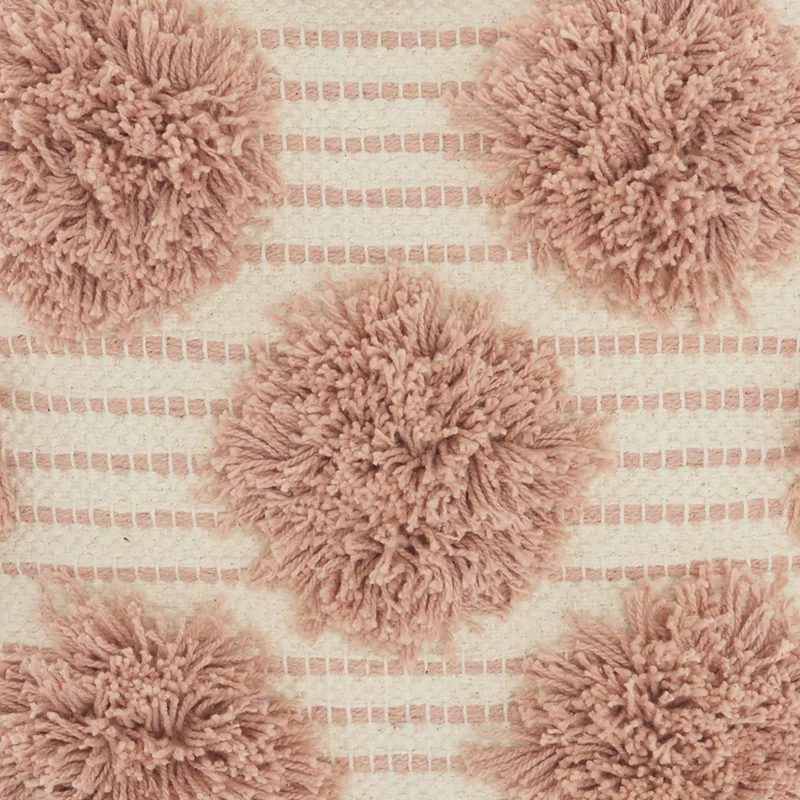 Mina Victory Pom-poms Cotton Reversible Throw Pillow