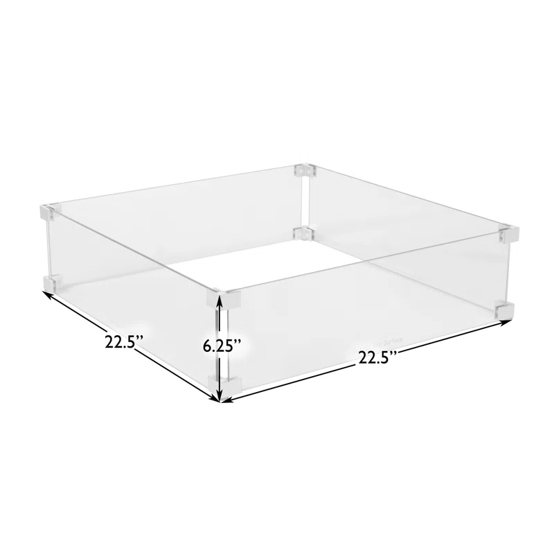 Fire Sense Wind Guard Clear Tempered Glass, Best Viewing Experience for Propane Gas Fire Pits & Patio Heater-22.5 Inches