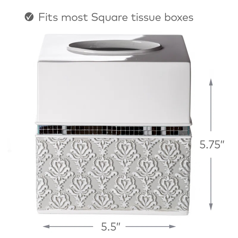 Creative Scents Mirror Damask Tissue Box Cover
