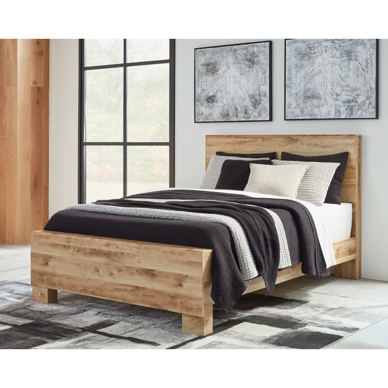 Gracie Oaks Hyanna Queen Panel Bed, Dresser, Mirror, and Nightstand