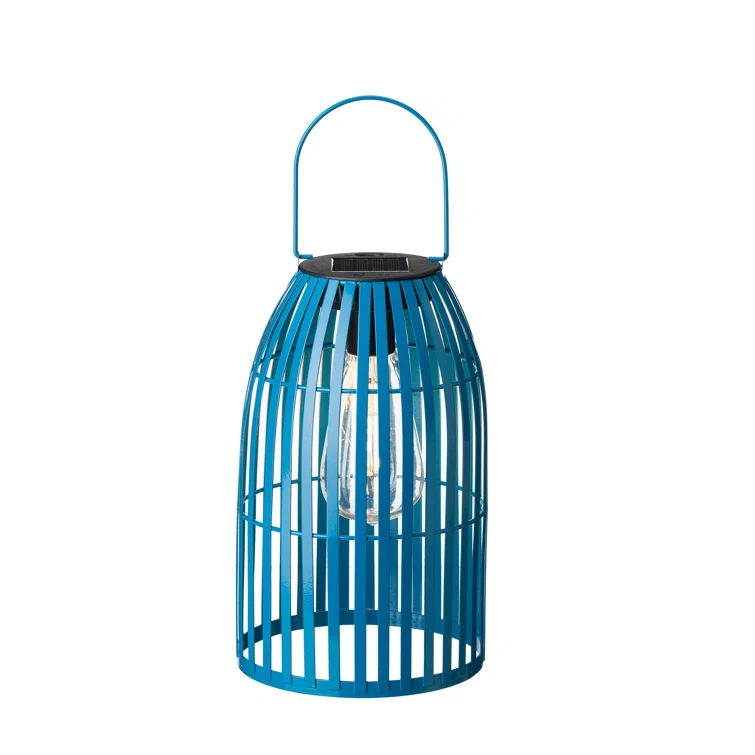 9.75" Metal Woven Solar Powered  Outdoor Hanging Lantern