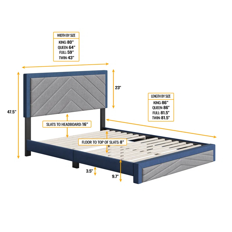 Boyd Sleep Barcelona Linen or Faux Leather Upholstered Platform Bed Frame with Adjustable Headboard, Heavy Duty Slat Support System, No Box Spring Required - Boyd Sleep