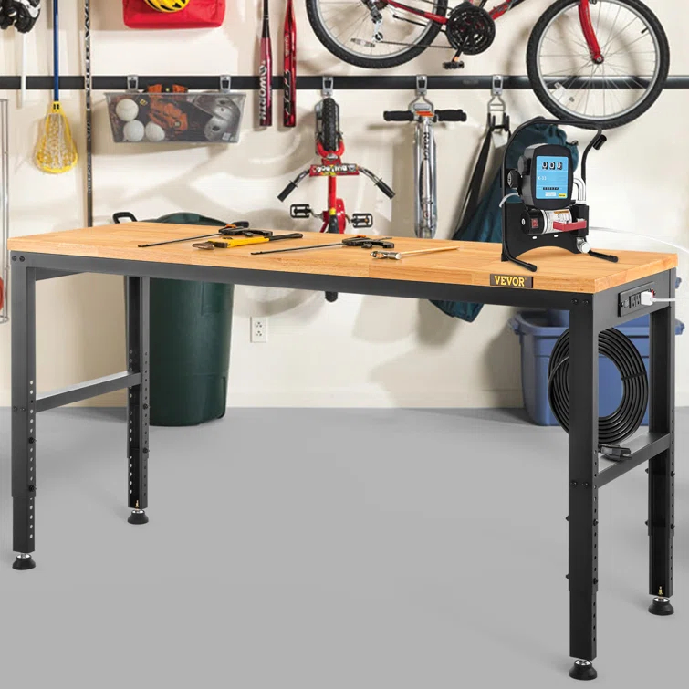 VEVOR 61'' W Wood Top Height-Adjustable Workbench
