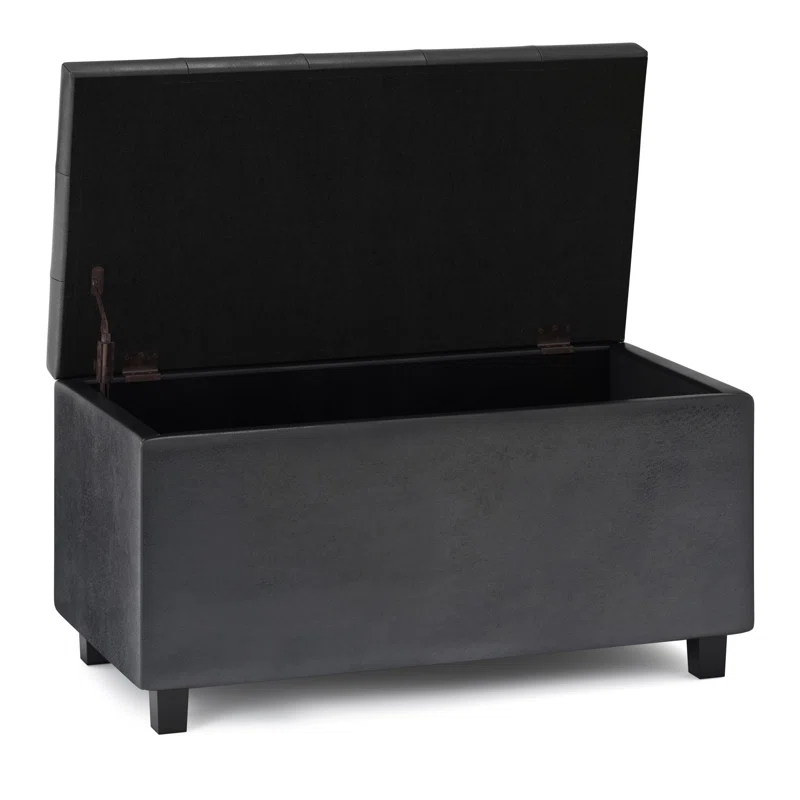 Simpli Home Cosmopolitan Faux Leather Ottoman