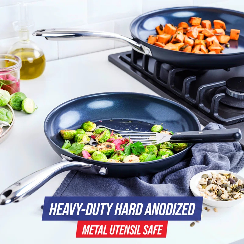 Blue Diamond Hard Anodized Nonstick 2pc Fry Pan Set, 10" & 12"